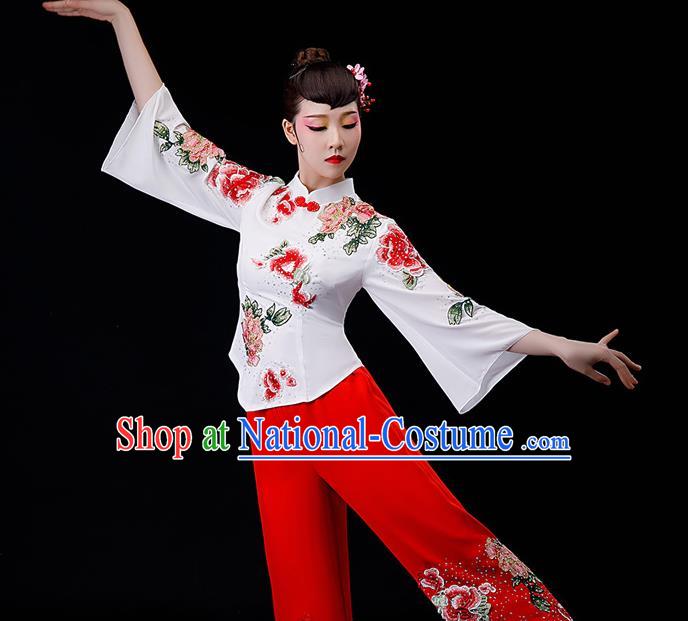 Chinese Yangge Dance Apparels Folk Dance Uniforms Traditional Fan Dance Garment Costumes Yangko Performance Clothing