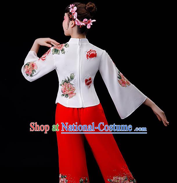 Chinese Yangge Dance Apparels Folk Dance Uniforms Traditional Fan Dance Garment Costumes Yangko Performance Clothing