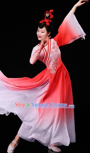 China Stage Performance Fashion Classical Dance Red Dress Beauty Dance Garment Costumes Umbrella Dance Clothing