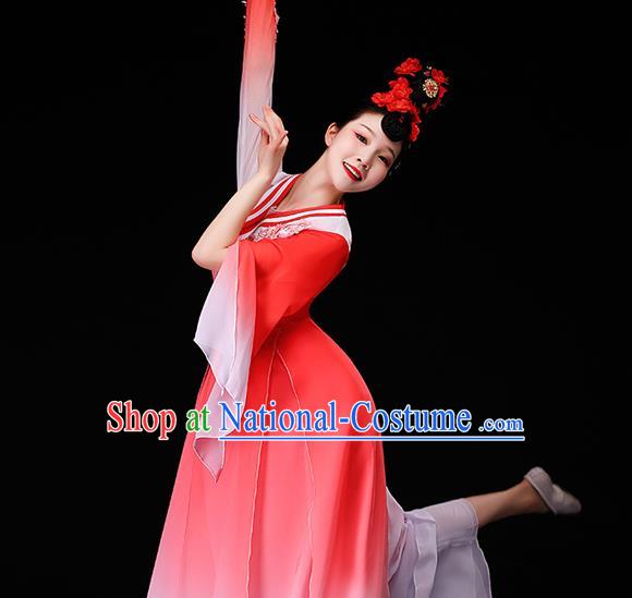 China Stage Performance Fashion Classical Dance Red Dress Beauty Dance Garment Costumes Umbrella Dance Clothing