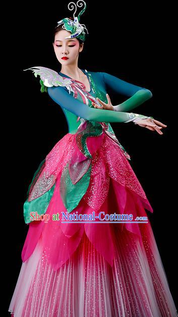 Professional Opening Dance Garment Women Group Dance Fashion Chorus Performance Costume Modern Dance Lotus Dress