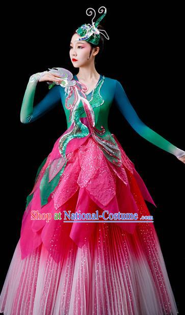 Professional Opening Dance Garment Women Group Dance Fashion Chorus Performance Costume Modern Dance Lotus Dress