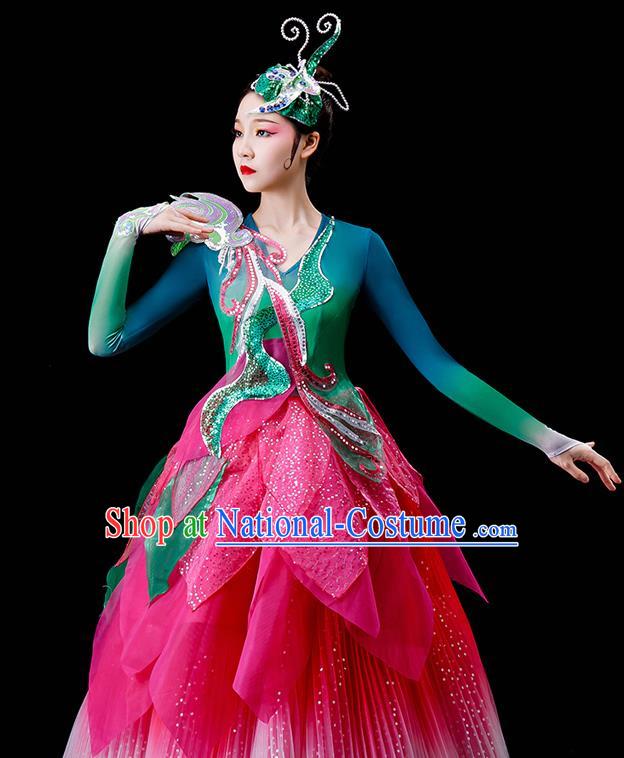 Professional Opening Dance Garment Women Group Dance Fashion Chorus Performance Costume Modern Dance Lotus Dress