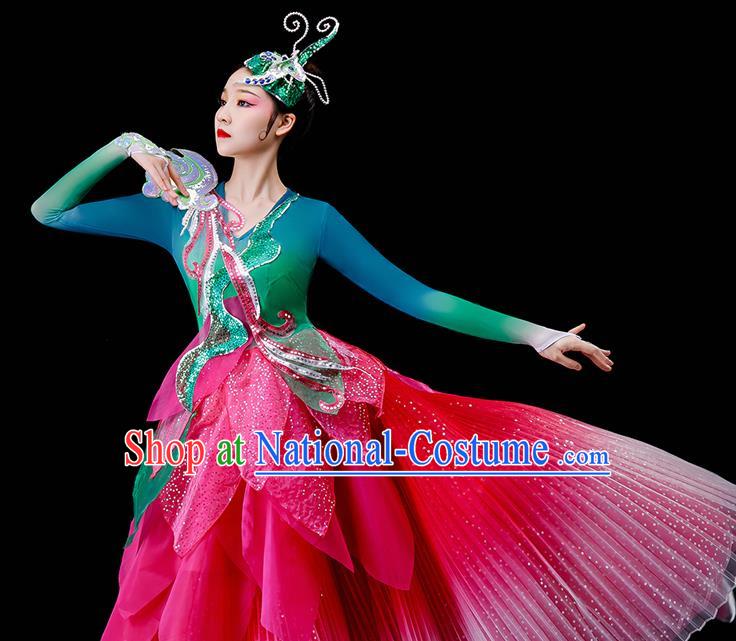 Professional Opening Dance Garment Women Group Dance Fashion Chorus Performance Costume Modern Dance Lotus Dress