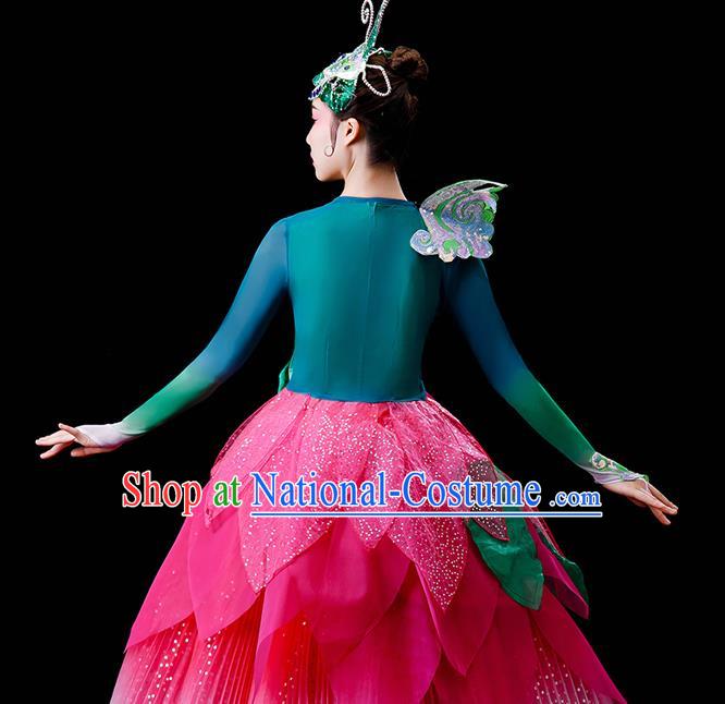 Professional Opening Dance Garment Women Group Dance Fashion Chorus Performance Costume Modern Dance Lotus Dress