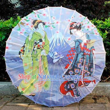 Japanese Printing Mount Fuji Silk Umbrella Classical Festival Umbrellas Beautiful Women Umbrella Traditional Geisha Performance Umbrella