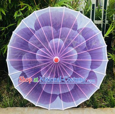 Chinese Jasmine Flower Dance Umbrella Handmade Purple Umbrellas Stage Performance Umbrella Traditional Silk Bumbershoot Classical Dance Umbrella