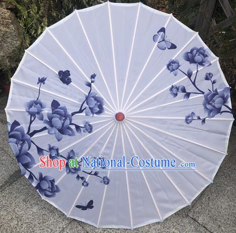 Chinese Women Group Dance Umbrella Classical Dance Umbrella Traditional Hanfu Umbrella Handmade Painting Gardenia Silk Umbrellas