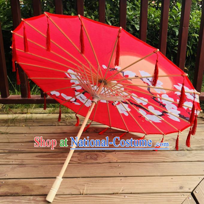 Chinese Stage Performance Umbrella Traditional Hanfu Bumbershoot Classical Dance Prop Printing Mangnolia Silk Umbrella Classical Dance Umbrellas