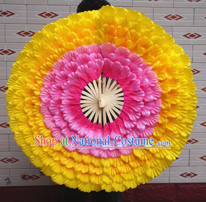 Chinese Women Group Peony Dance Prop Fan Spring Festival Gala Opening Dance Silk Fans Folk Dance Fan Yangko Dance Double Sides Fan