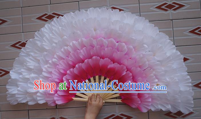 Chinese Yangko Dance Double Sides Fan Women Group Peony Dance Prop Fan Spring Festival Gala Opening Dance Silk Fans Folk Dance Folding Fan