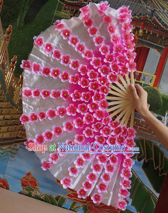 Chinese Folk Dance Folding Fan Yangko Dance Double Sides Fan Women Group Dance Prop Fan Spring Festival Gala Peach Blossom Dance Silk Fans