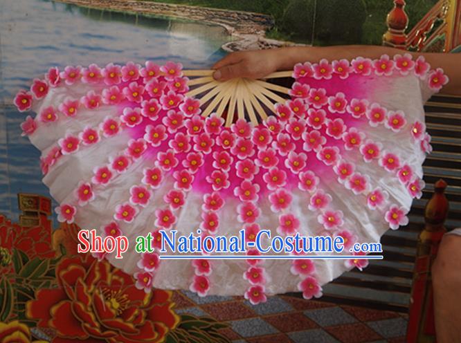 Chinese Folk Dance Folding Fan Yangko Dance Double Sides Fan Women Group Dance Prop Fan Spring Festival Gala Peach Blossom Dance Silk Fans