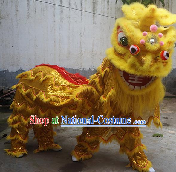 Chinese Folk Dance Yellow Fur Accessories Lion Dance Smile Head New Year Performance Props Lion Dancing Competition Set