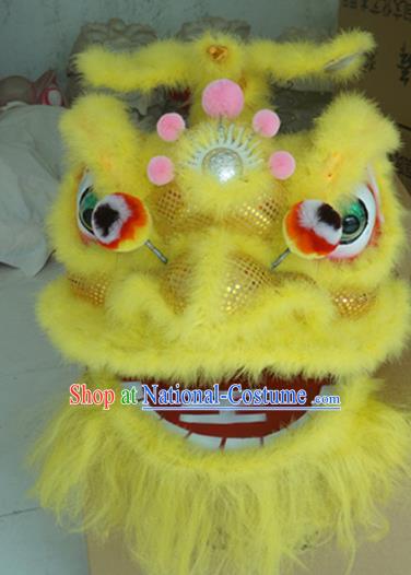 Chinese Folk Dance Yellow Fur Accessories Lion Dance Smile Head New Year Performance Props Lion Dancing Competition Set