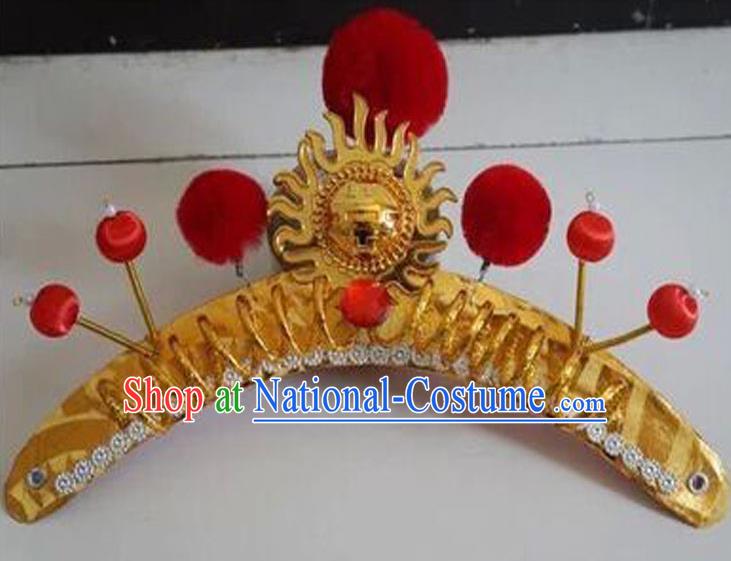 Chinese Ancient Female General Helmet Beijing Opera Hua Mulan Headdress Peking Opera Swordswoman Hair Accessories