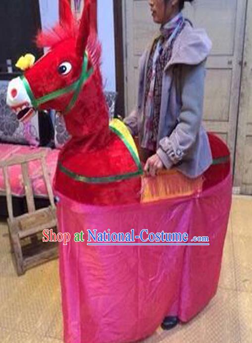 Chinese Yangko Dance Red Donkey Land Boat Folk Dance Accessories New Year Performance Props