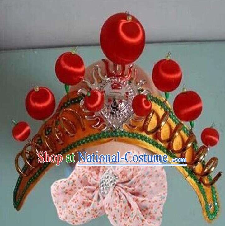 Chinese Peking Opera Swordswoman Hair Accessories Ancient Female General Hair Crown Beijing Opera Hua Mulan Helmet Headpiece