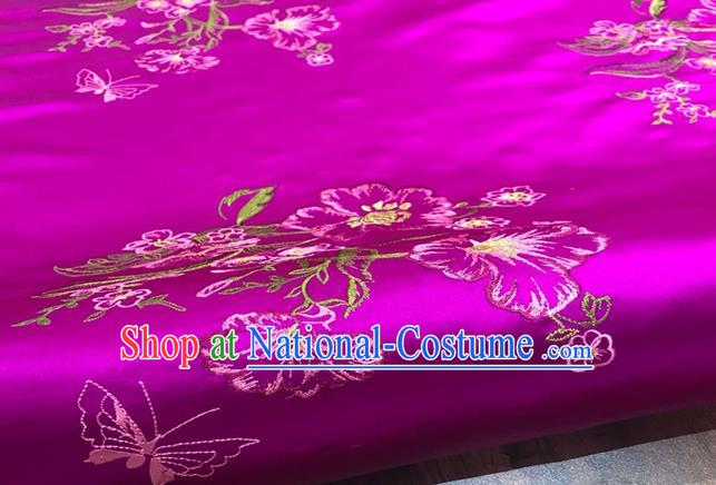 China Traditional Cheongsam Embroidered Drapery Classical Palace Rosy Brocade Material Qipao Dress Damask Cloth Tang Suit Silk Fabric