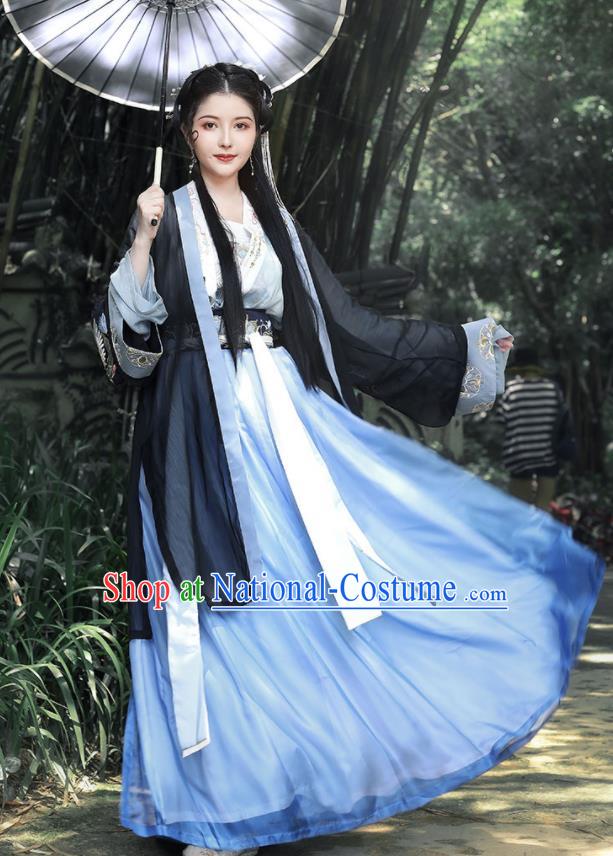 China Song Dynasty Young Lady Clothing Traditional Hanfu Dress Ancient Country Woman Garment Costumes Complete Set