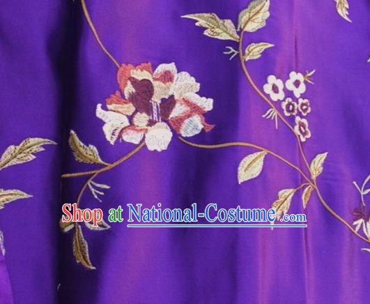 China Classical Purple Brocade Material Wedding Dress Drapery Traditional Cheongsam Silk Fabric Embroidered Peony Damask Cloth