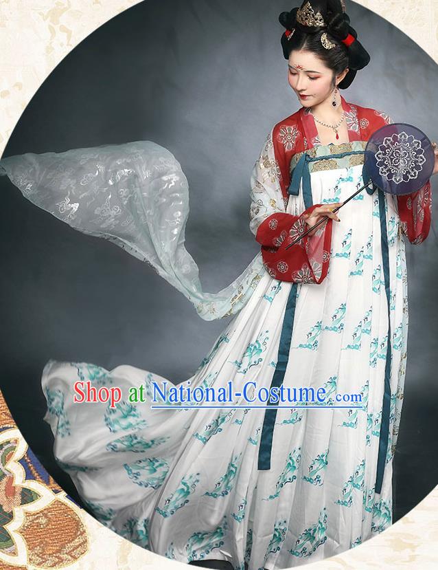 China Tang Dynasty Empress Historical Clothing Traditional Court Woman Hanfu Dress Ancient Imperial Concubine Garment Costumes