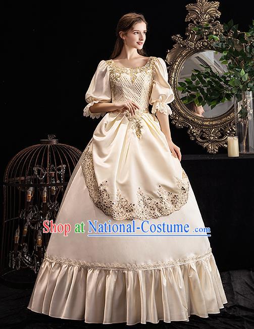 Top European Drama Performance Clothing Western Court Princess Champagne Full Dress Christmas Garment Costume Chorus Formal Attire