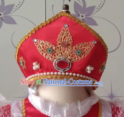 Custom Russia Court Maid Hair Crown Modern Dance Hair Accessories Russian Traditional Dance Red Hat Headdress