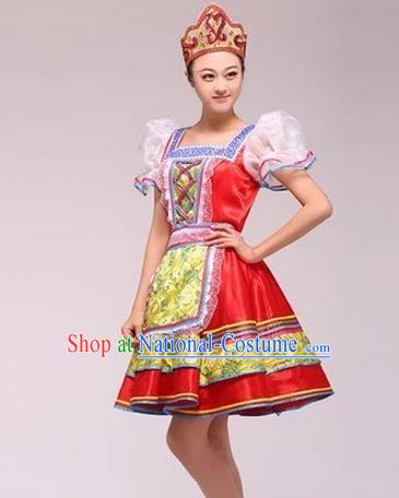 Professional Russia Festival Performance Costume Russian Court Maid Red Dress Modern Dance Fashion Garment