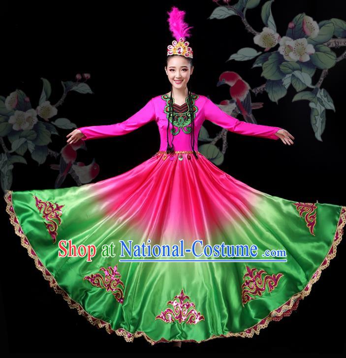 Chinese Spring Festival Gala Opening Dance Garment Costumes Xinjiang Ethnic Dance Dress Outfits Uyghur Nationality Performance Clothing