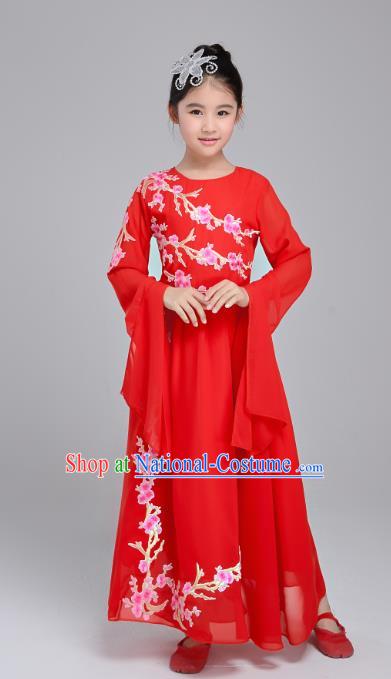 Custom Children Chorus Group Costume Modern Dance Red Dress Girls Stage Performance Fashion Clothing