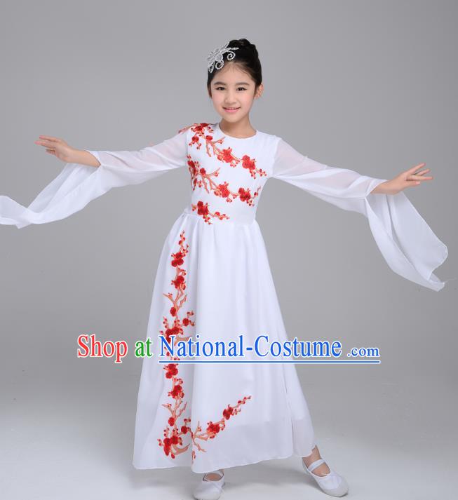 Custom Girls Stage Performance Fashion Clothing Children Chorus Group Costume Modern Dance White Dress