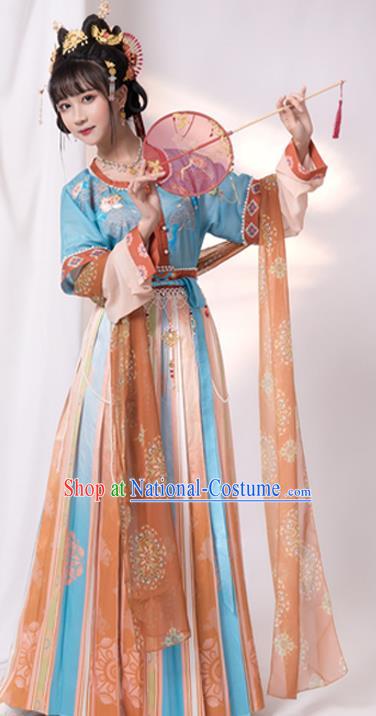 China Traditional Tang Dynasty Historical Clothing Ancient Palace Lady Garment Costumes Flying Apsaras Goddess Hanfu Dresses