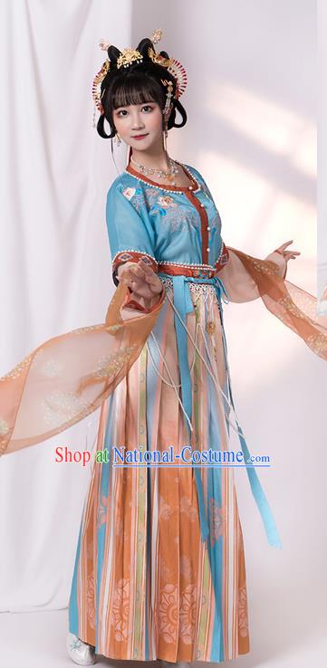 China Traditional Tang Dynasty Historical Clothing Ancient Palace Lady Garment Costumes Flying Apsaras Goddess Hanfu Dresses