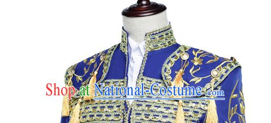 Custom European Prince Garment Costume Spanish Fighting Bull Clothing Annual Meeting Performance Suit Court Male Royalblue Jacket