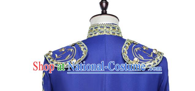 Custom European Prince Garment Costume Spanish Fighting Bull Clothing Annual Meeting Performance Suit Court Male Royalblue Jacket