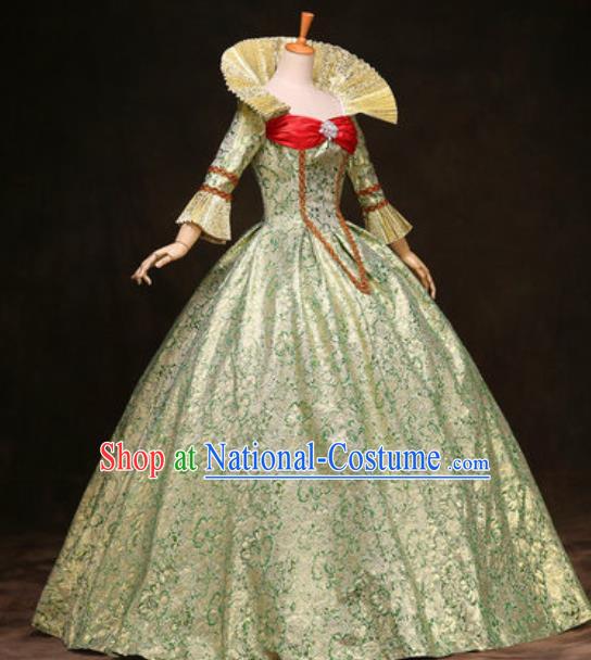 Top Western Drama Performance Golden Full Dress Christmas Queen Garment Costume England Court Formal Attire European Royal Princess Clothing