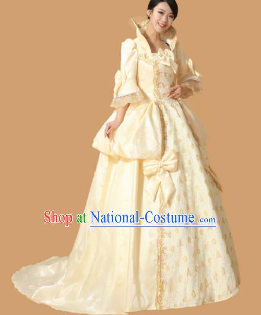 Top Christmas Ballroom Dance Garment Costume England Royal Princess Formal Attire European Court Clothing Western Drama Champagne Full Dress