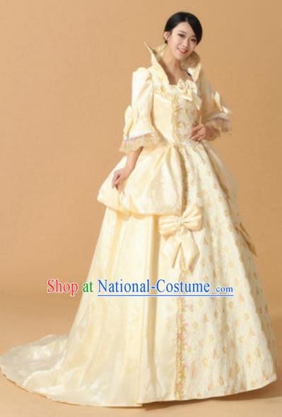 Top Christmas Ballroom Dance Garment Costume England Royal Princess Formal Attire European Court Clothing Western Drama Champagne Full Dress