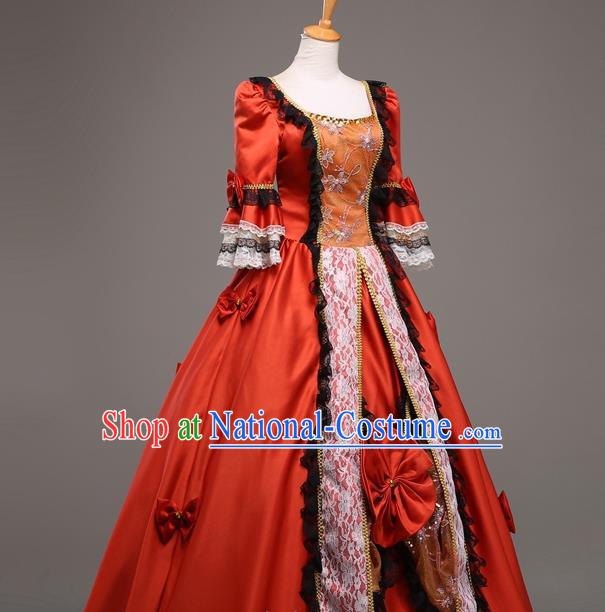 Top Western Drama Performance Red Full Dress Christmas Queen Garment Costume England Princess Formal Attire European Royal Clothing