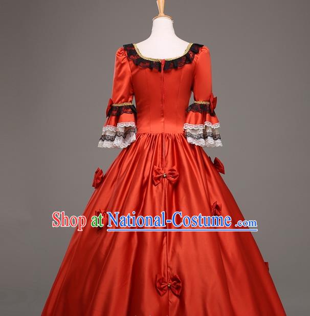 Top Western Drama Performance Red Full Dress Christmas Queen Garment Costume England Princess Formal Attire European Royal Clothing