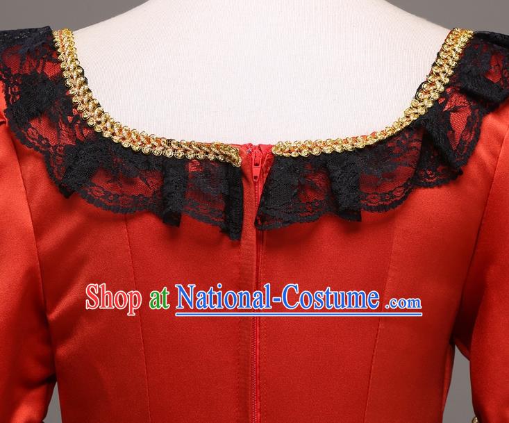 Top Western Drama Performance Red Full Dress Christmas Queen Garment Costume England Princess Formal Attire European Royal Clothing