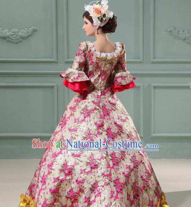 Top Western Queen Garment Costume Christmas Ballroom Dance Formal Attire European Court Clothing England Royal Rosy Full Dress