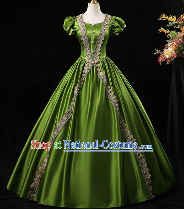 Top European Party Clothing England Princess Green Full Dress Western Court Garment Costume Ballroom Dance Formal Attire