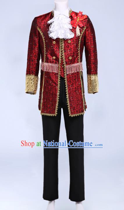 Custom Western Gentleman Wine Red Jacket European Drama Garment Costume England Royal Prince Clothing Annual Meeting Performance Suits