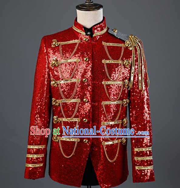 Custom Annual Meeting Compere Upper Garment Western Gentleman Red Jacket European Drama Performance Costume England Royal Prince Clothing