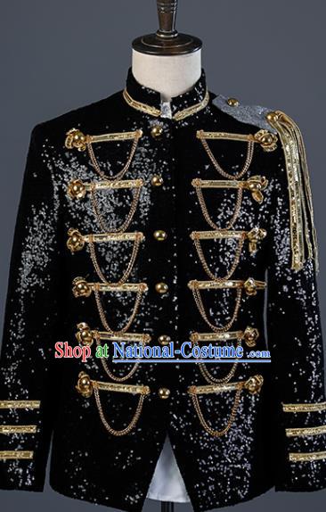 Custom England Royal Prince Clothing Annual Meeting Compere Upper Garment Western Gentleman Black Jacket European Drama Performance Costume