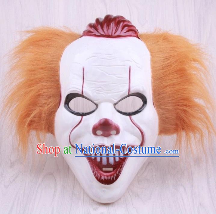 Professional Handmade Yellow Fur Joker Mask Headgear Stage Performance Accessories Halloween Cosplay Clown Face Mask