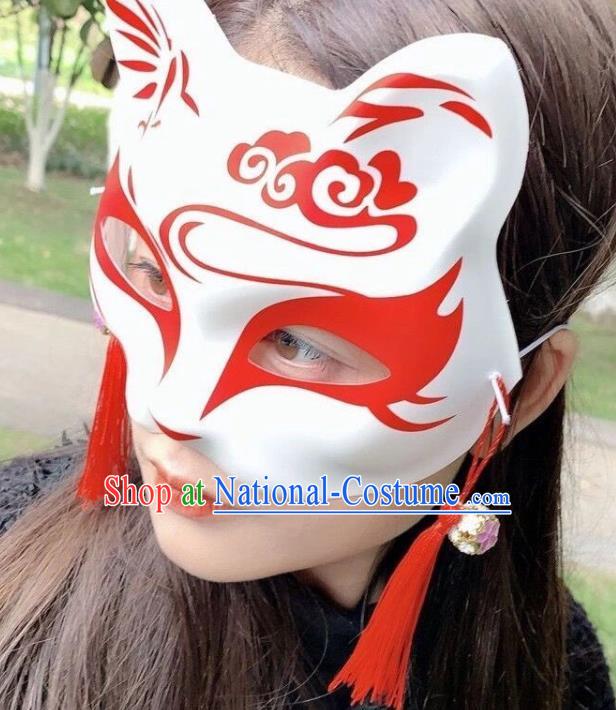 Professional Halloween Cosplay Face Mask Handmade Printing Red Cat Mask Headgear Stage Performance Accessories