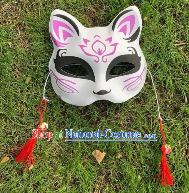 Professional Stage Performance Accessories Halloween Cosplay Face Mask Handmade Printing Lilac Cat Mask Headgear